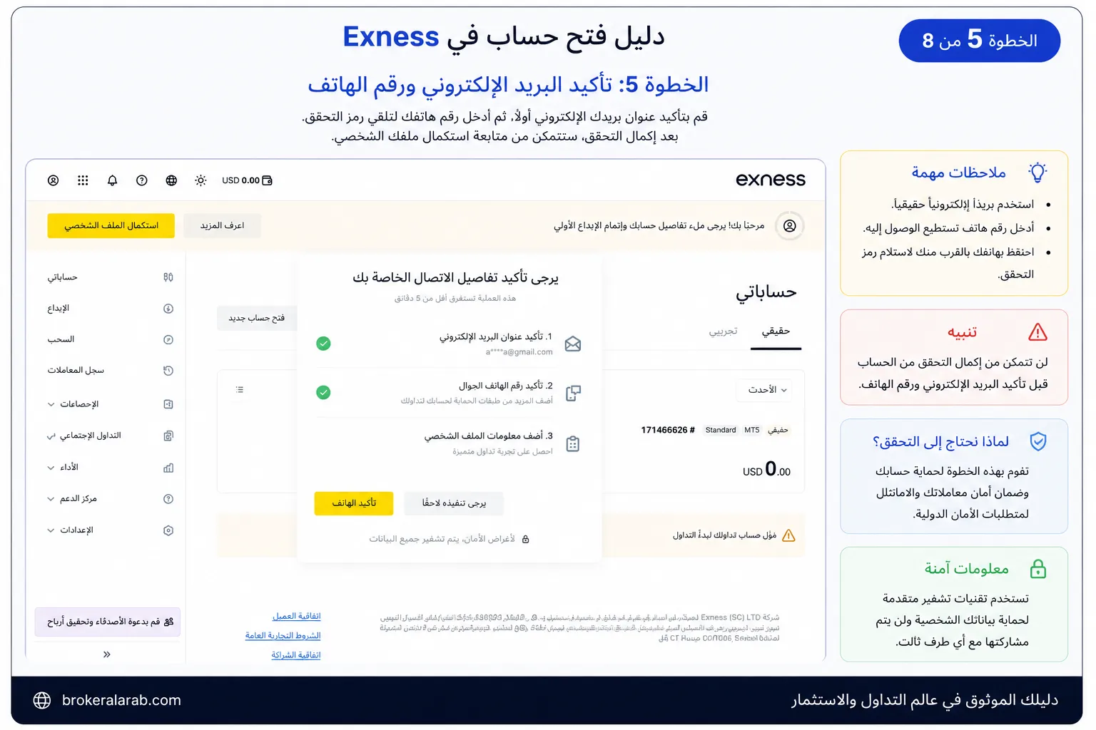 تأكيد البريد الإلكتروني ورقم الهاتف